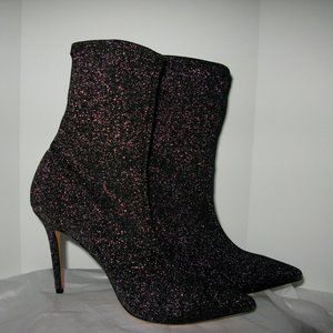 DAVIS Brand Black Stretch Glitter Mid Calf Boots - Size 9